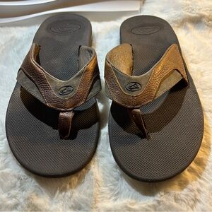 REEF Fanning Flip Flop Thong w/ Bottle Openers- Brown w/ Gum Sole - 12” Length